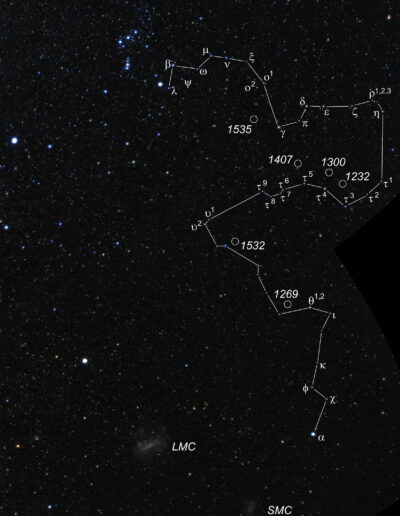 Eridanus ist ein Sternbild am Südhimmel, das sich vom Himmelsäquator bis in die Nähe der Magellanschen Wolken zieht